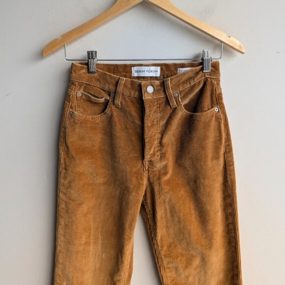 Denim Forum Corduroy Yoko High Rise Slim Pants - Brown - Picture 4 of 8